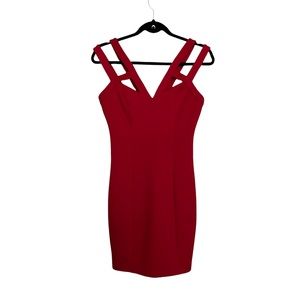 Guess Red Caged Scuba Bodycon Sleeveless Short Sheath Dress 2